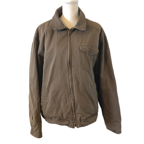 Vintage NATURAL ISSUE Jacket Men's Large Brown Insulated Full Zip Distressed - Picture 1 of 12